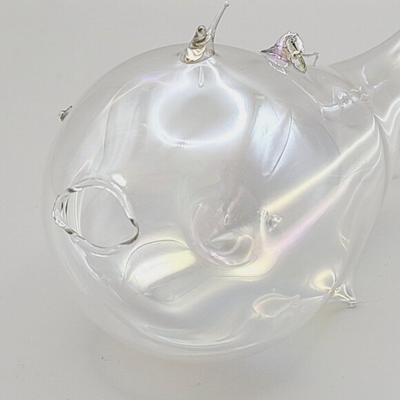 Silvestri Handcrafted Iridescent Blown Glass Whale Ornament with Flaw - Picture 7 of 13
